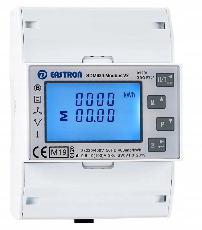 Trojfázový EASTRON SDM630M Modbus V2 100A počítadlo MID